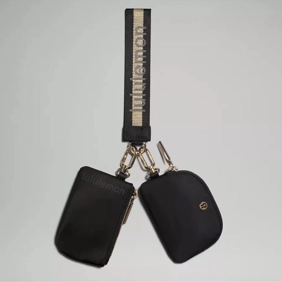 lululemon athletica Handbags - Lululemon athletica Dual Pouch Wristlet gold black bag purse gym keychain